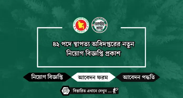 ৪২ পদে স্থাপত্য অধিদপ্তরের নতুন নিয়োগ বিজ্ঞপ্তি প্রকাশ